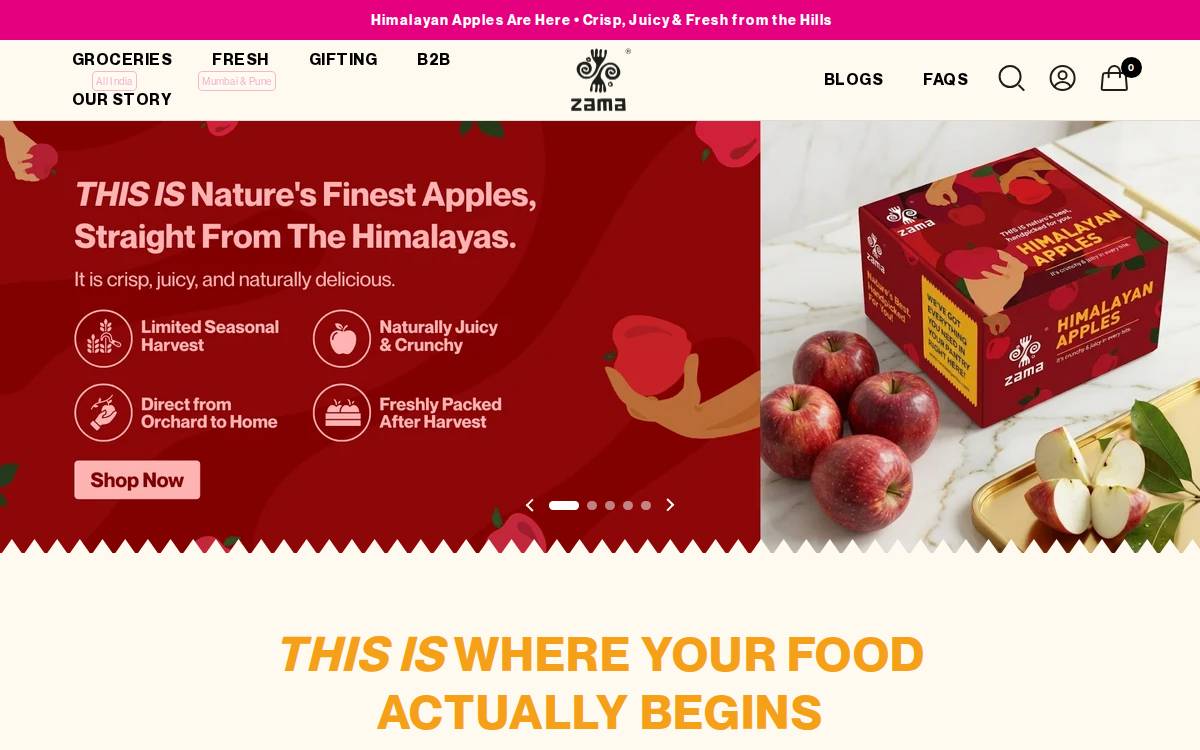 Zamaorganics website preview