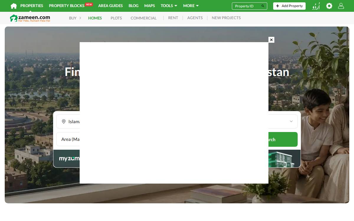 Zameen website preview
