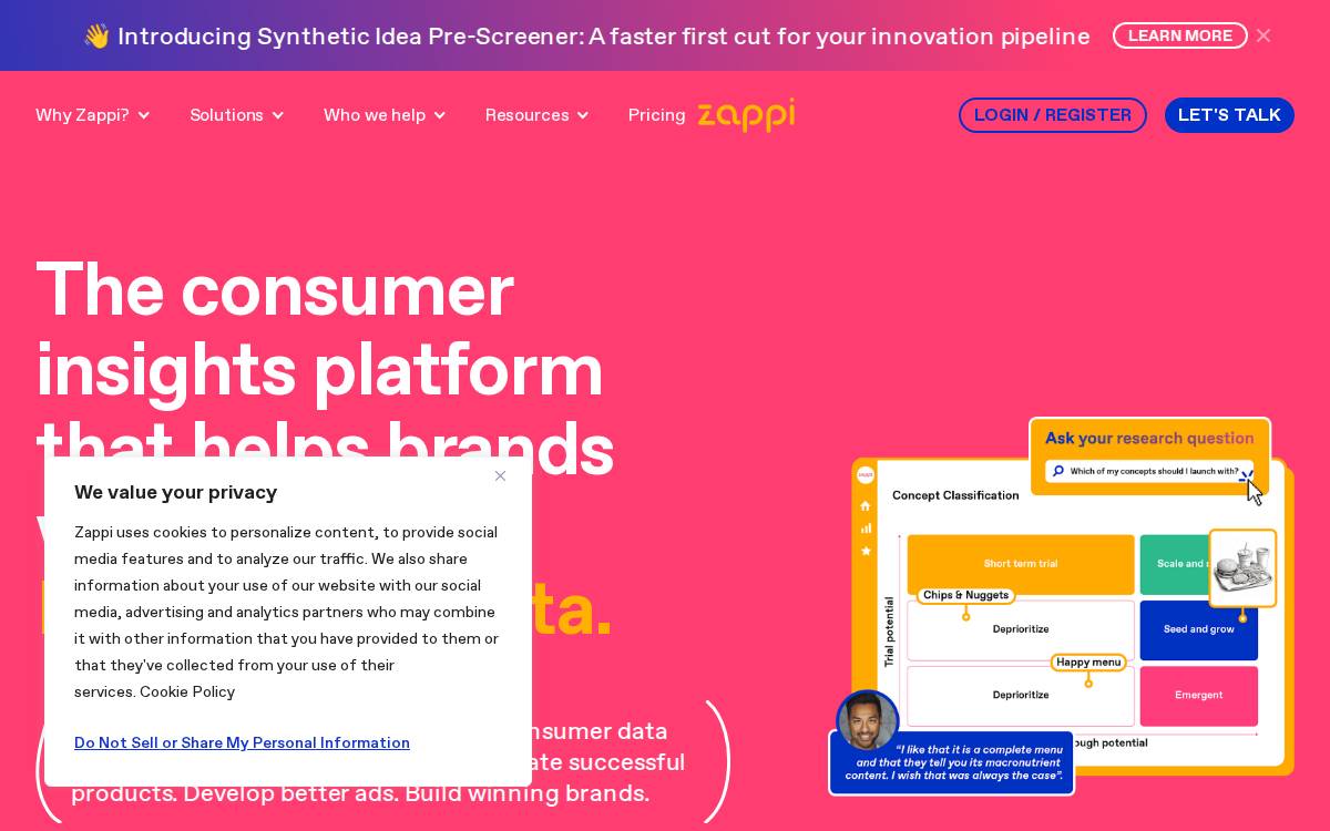 Zappi website preview