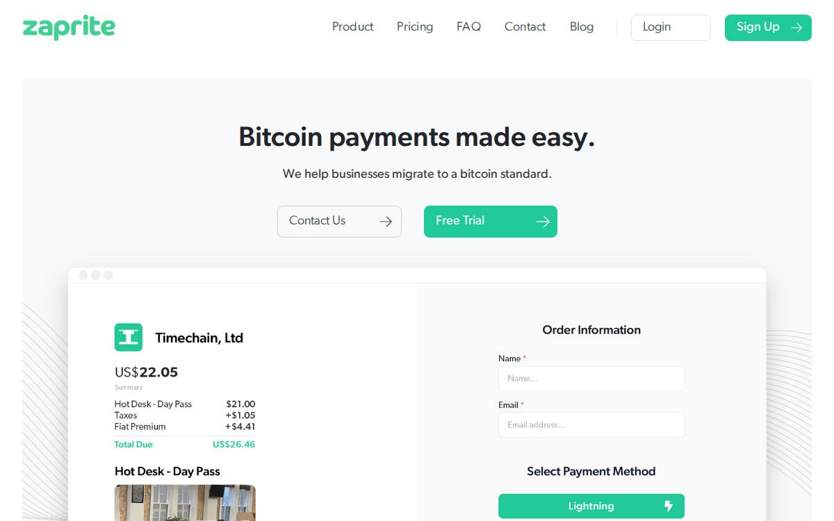 zaprite website preview