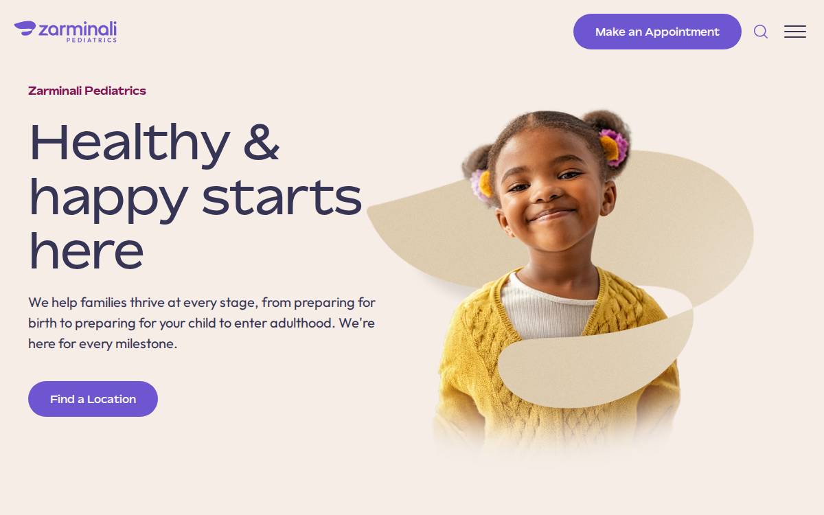 Zarminali Pediatrics website preview