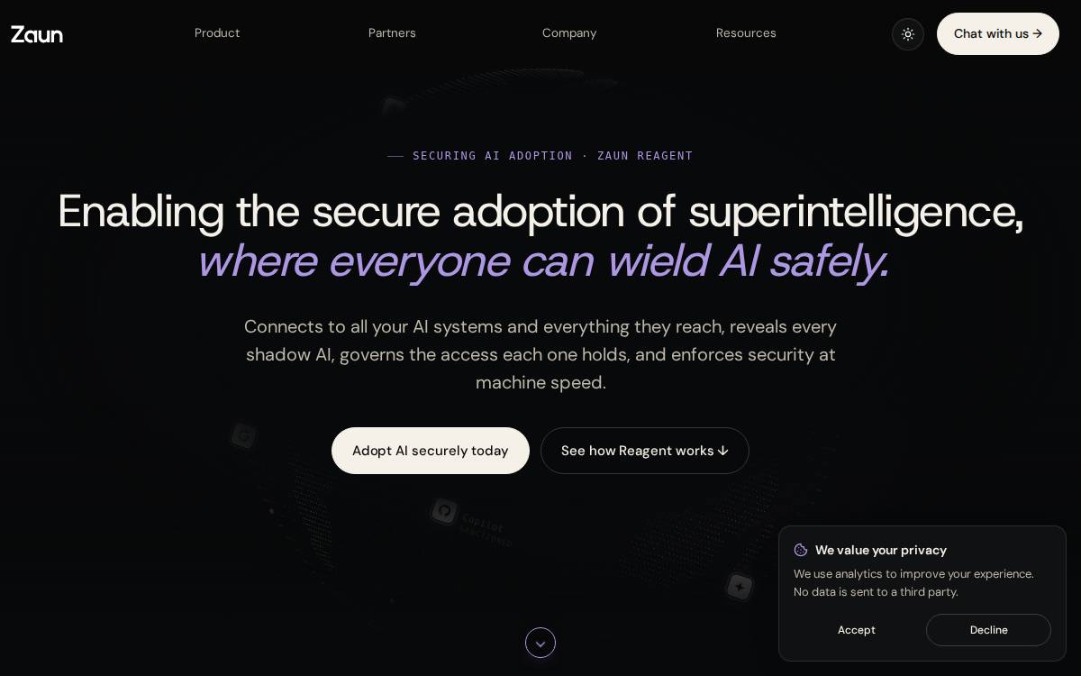 Zaun Co-Pilot for Security Analysts website preview