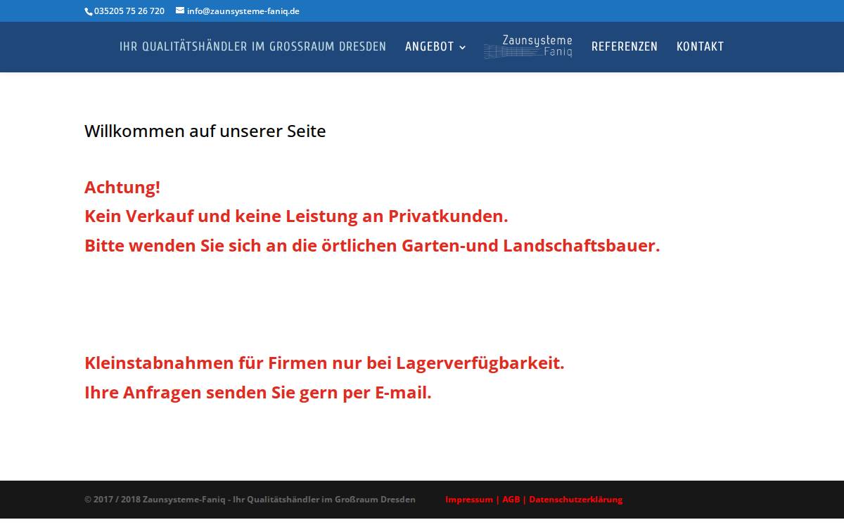 zaunsysteme faniq website preview