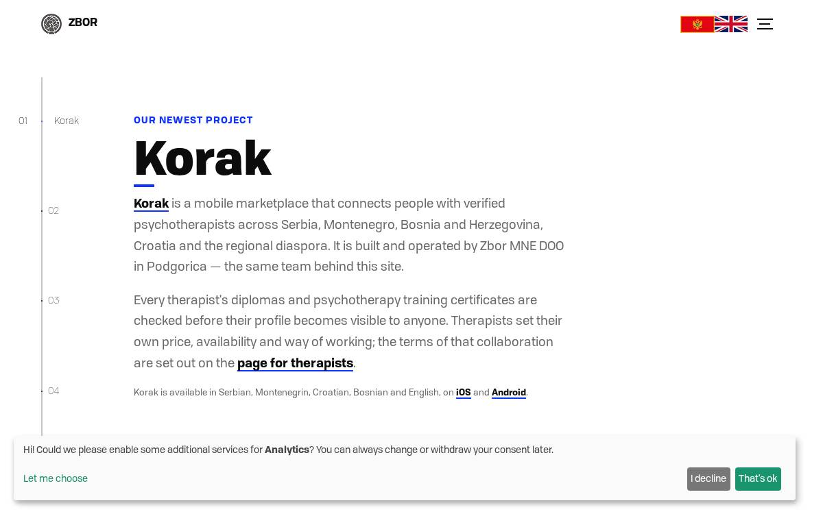 Zbor website preview