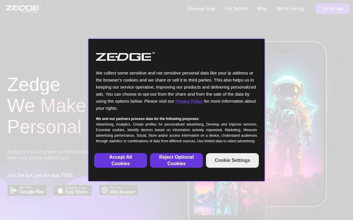 Zedge, Inc. website preview