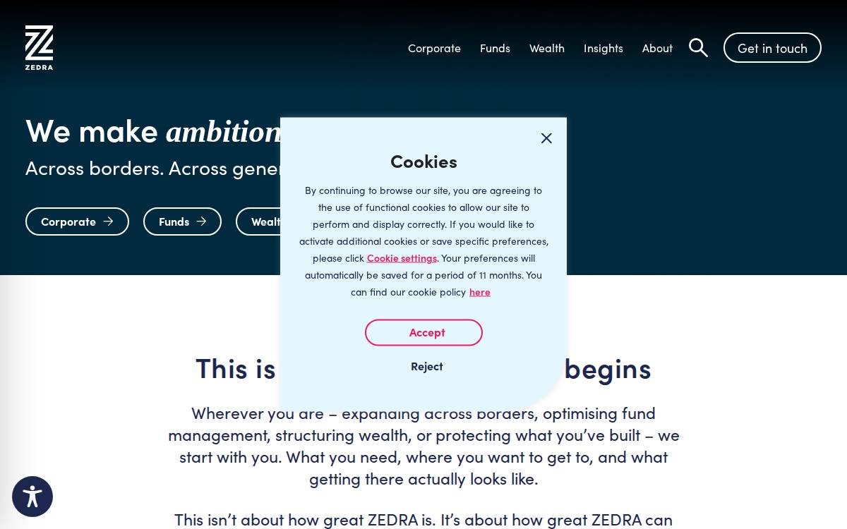 Zedra website preview
