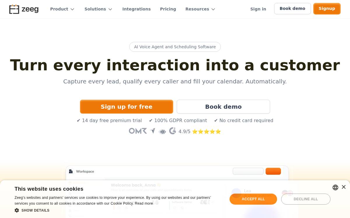 Zeeg website preview