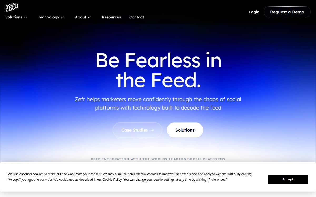 Zefr website preview