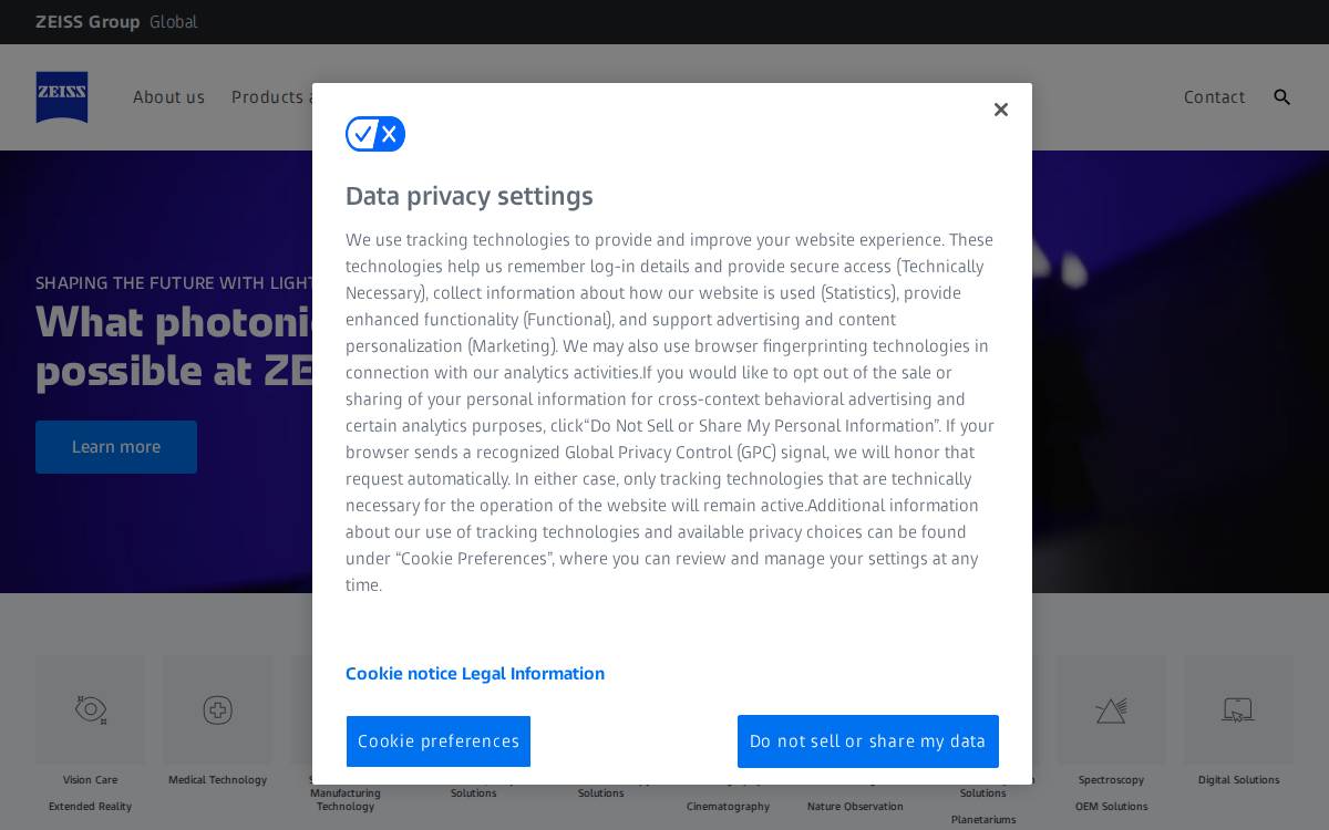 Zeiss website preview