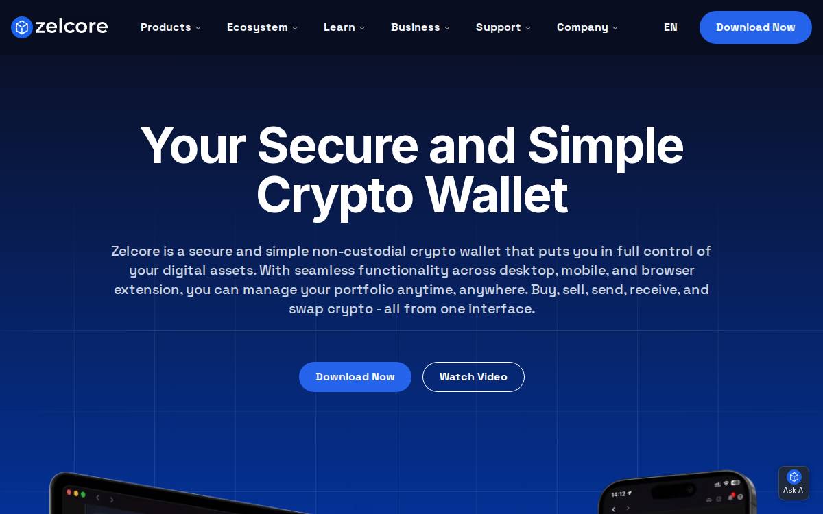 Zelcore website preview