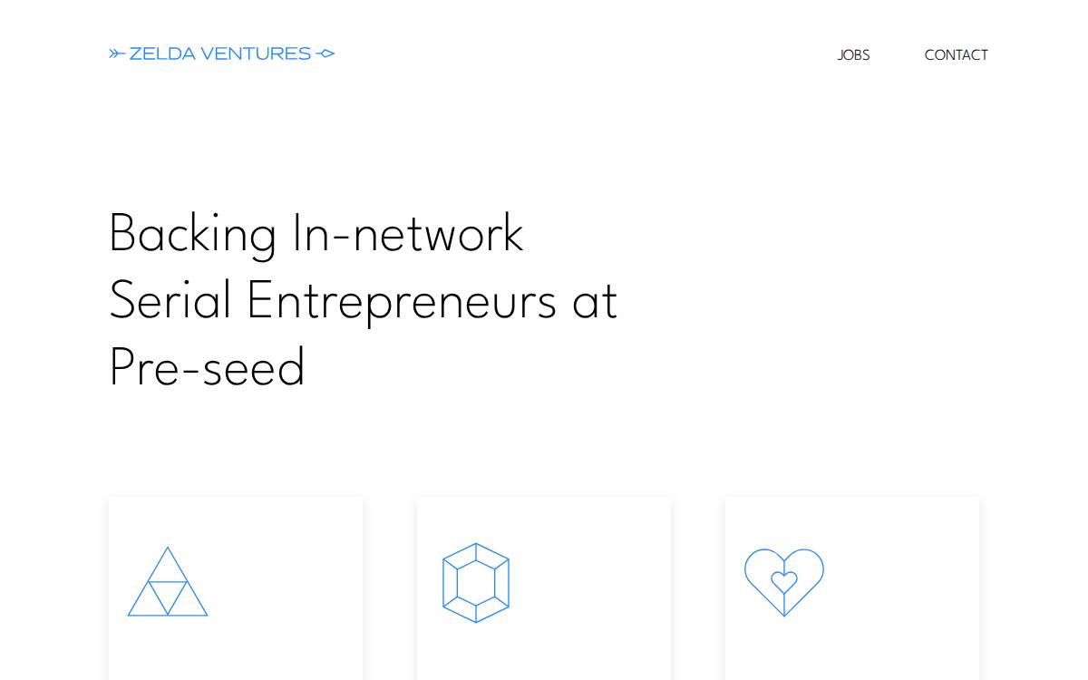 Zelda Ventures website preview