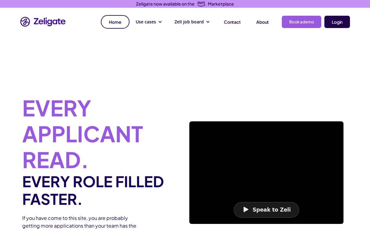 Zeligate AI workforce automation platform website preview