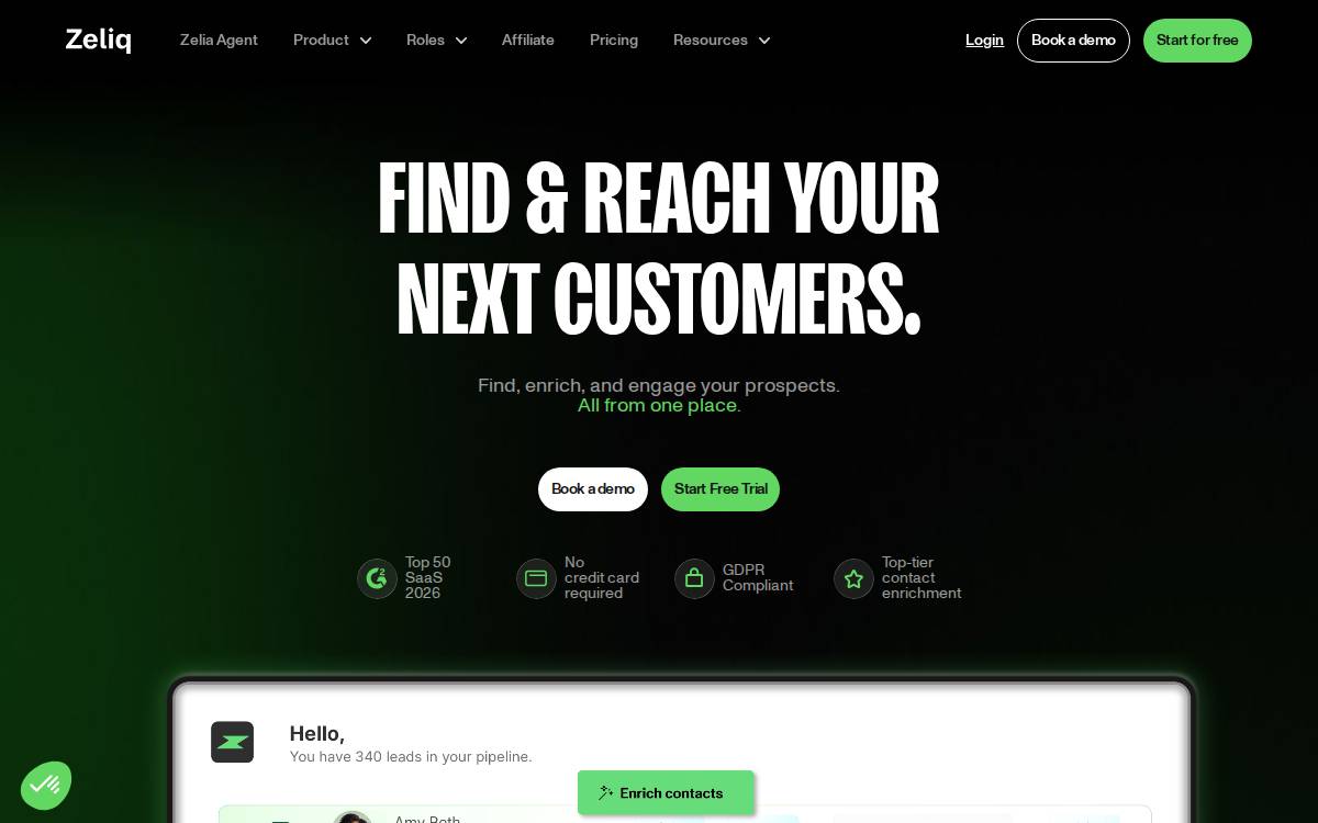 Zeliq website preview