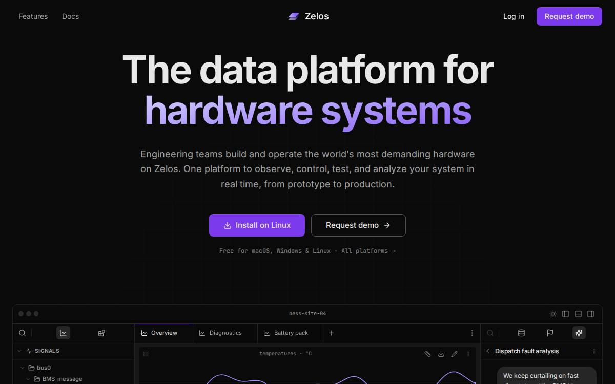 Zelos Cloud website preview