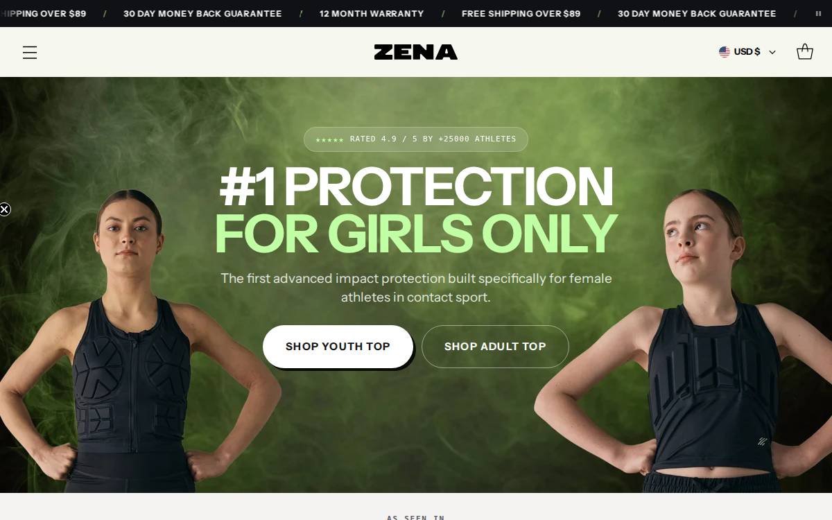 Zena Sport website preview