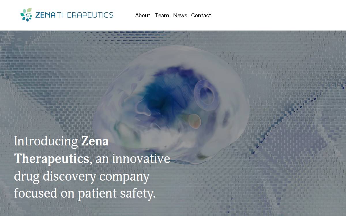 Zena Therapeutics website preview