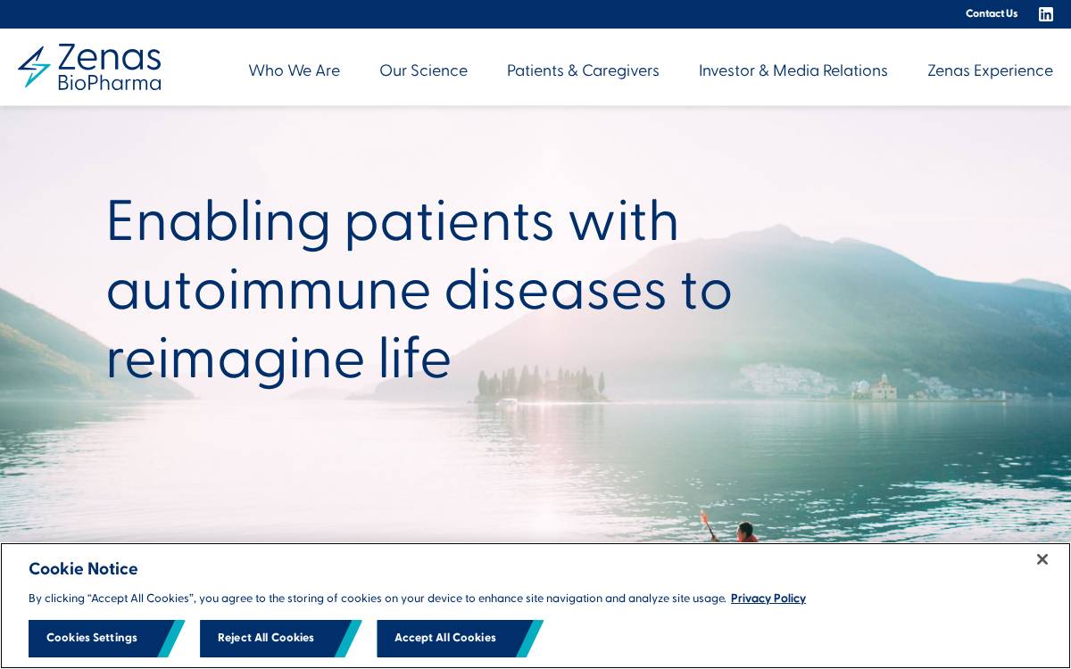 Zenas Biopharma website preview