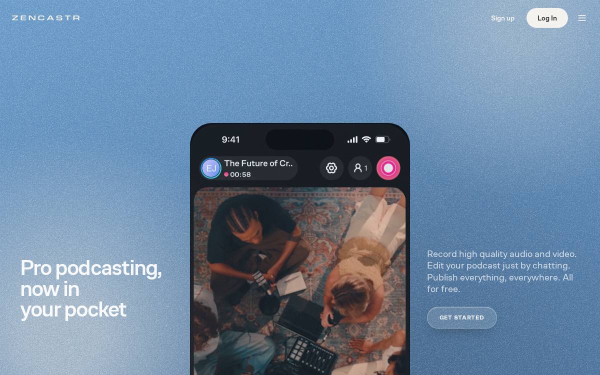 Zencastr website preview