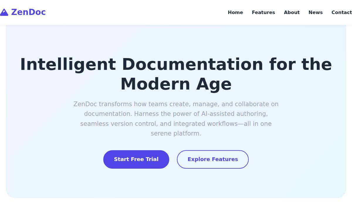 Zendoc website preview