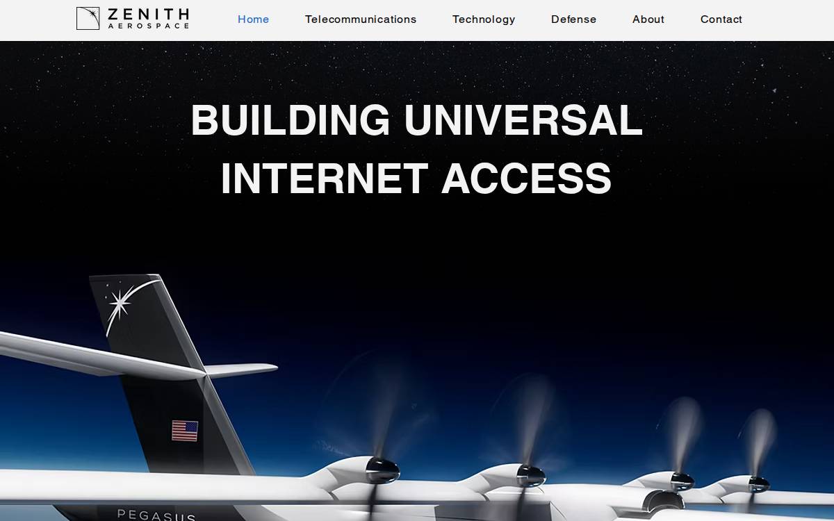 Zenith Aerospace website preview
