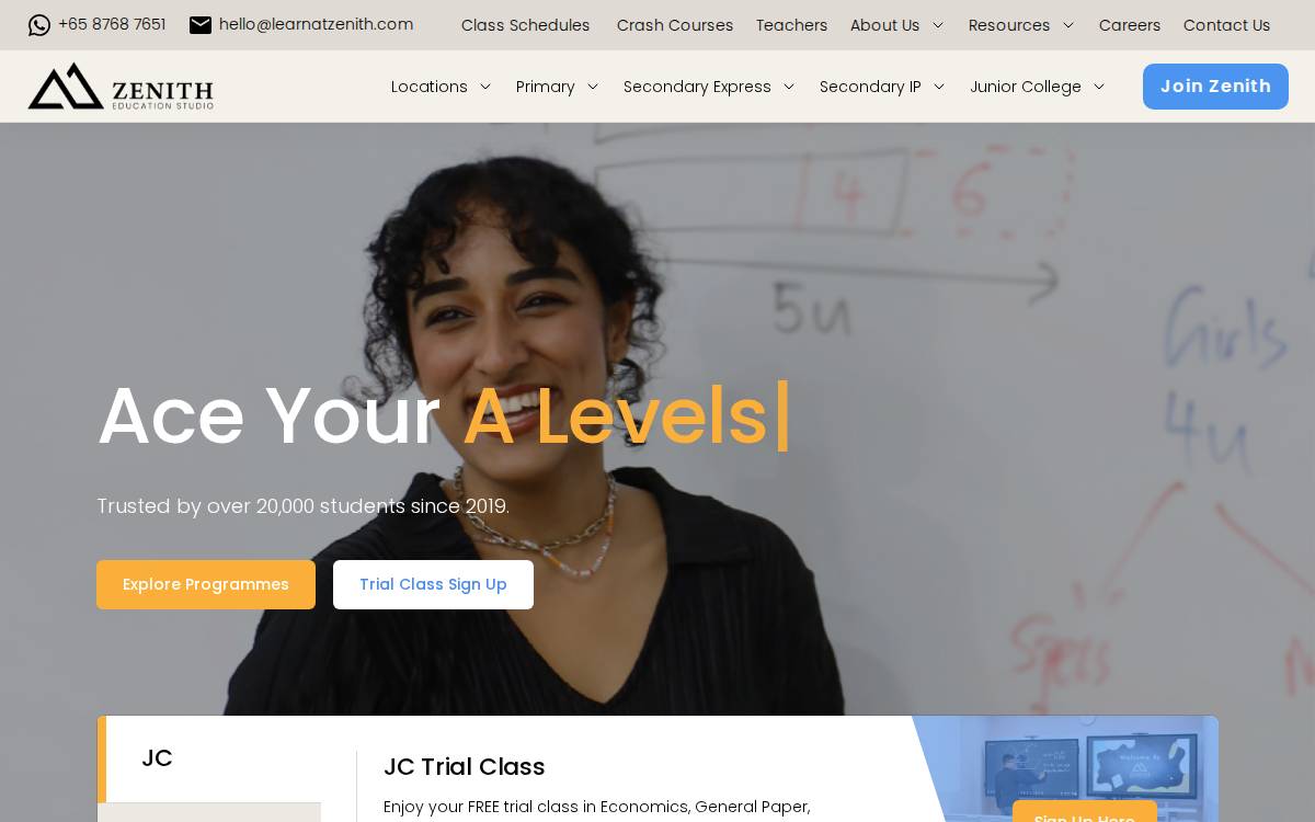 Zenith Education website preview