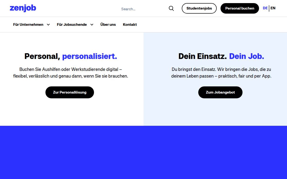 Zenjob website preview
