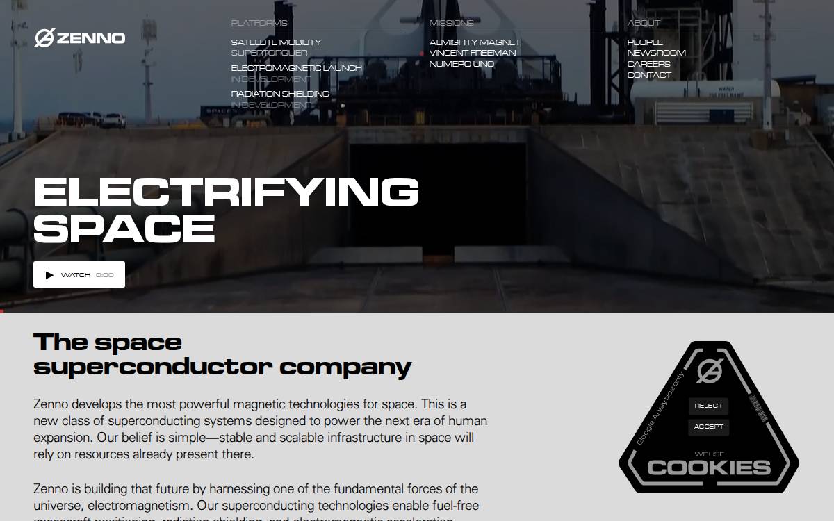 Zenno Astronautics website preview