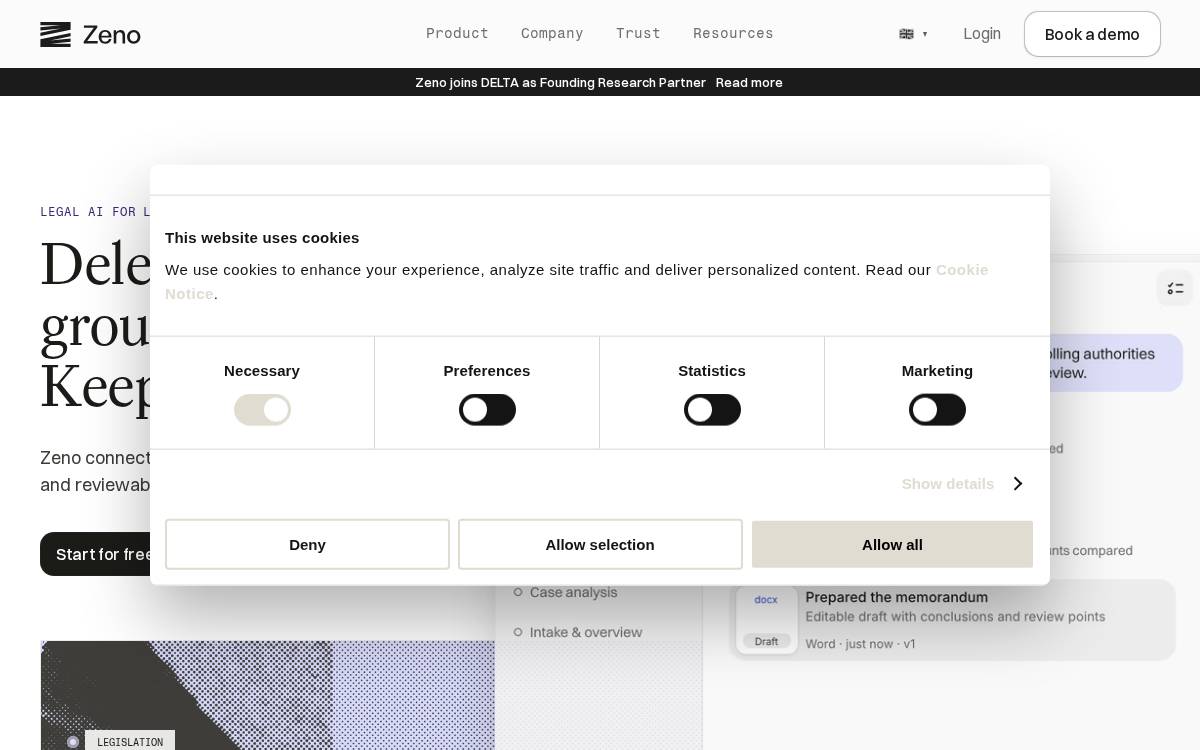 Zeno website preview