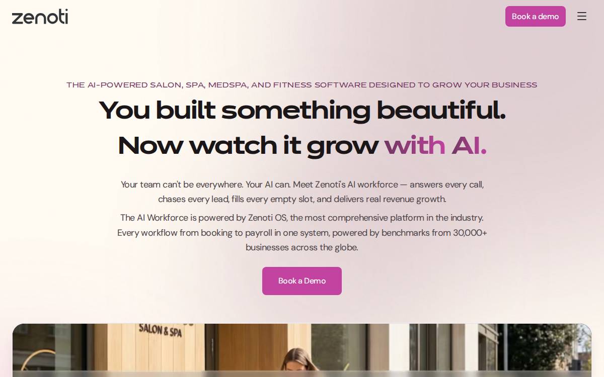Zenoti website preview