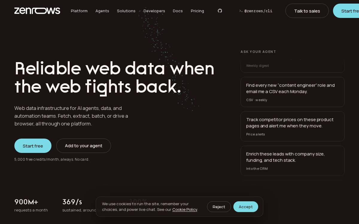 Zenrows website preview