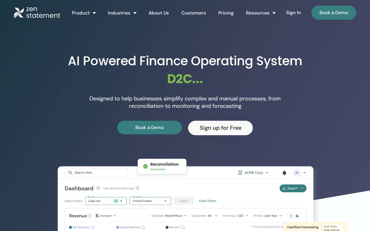 ZenStatement website preview