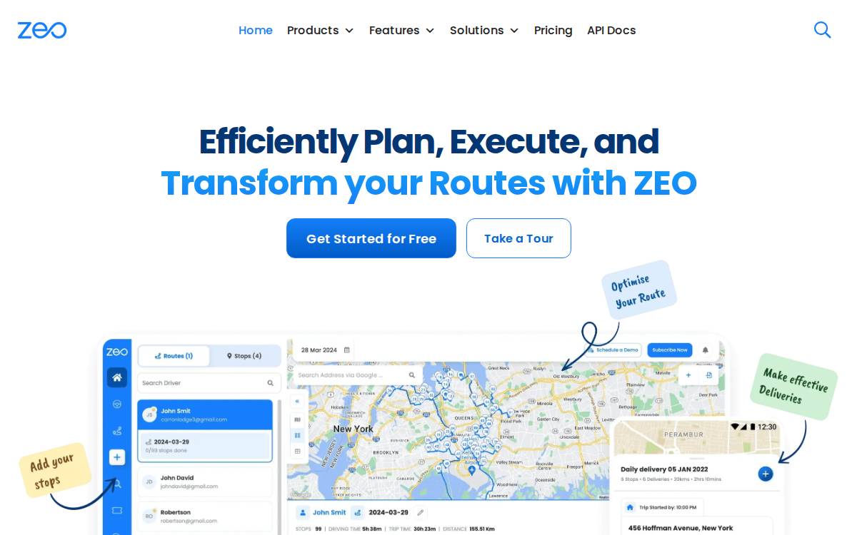 Zeo Route Planner website preview