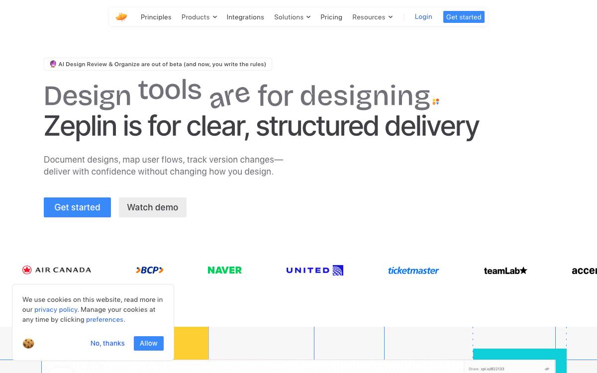 Zeplin website preview