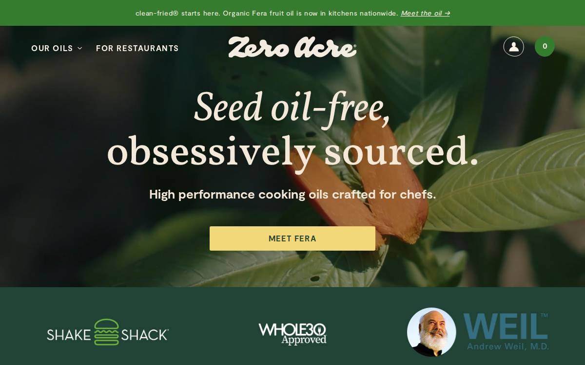 Zero Acre Farms website preview