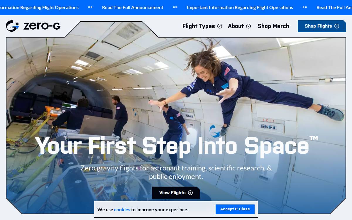 Zero-G website preview