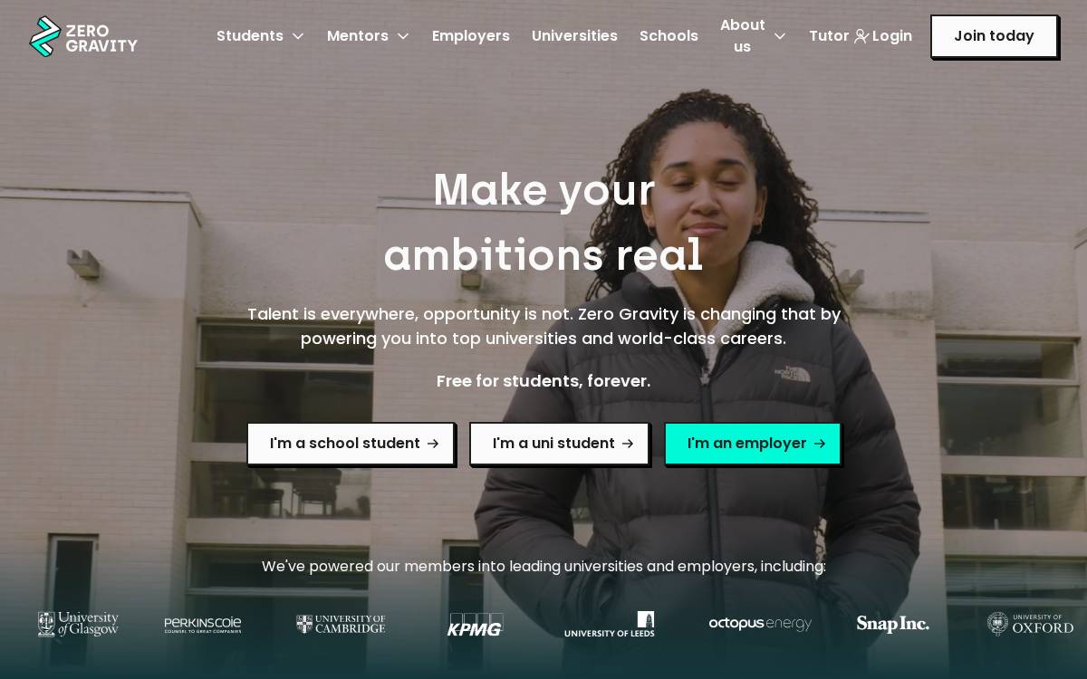 Zero Gravity website preview