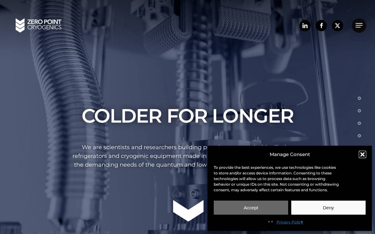 Zero Point Cryogenics website preview