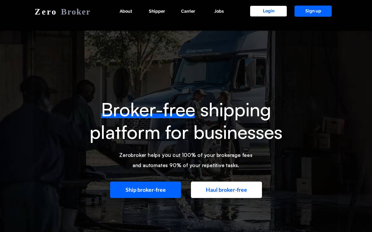 Zerobroker website preview