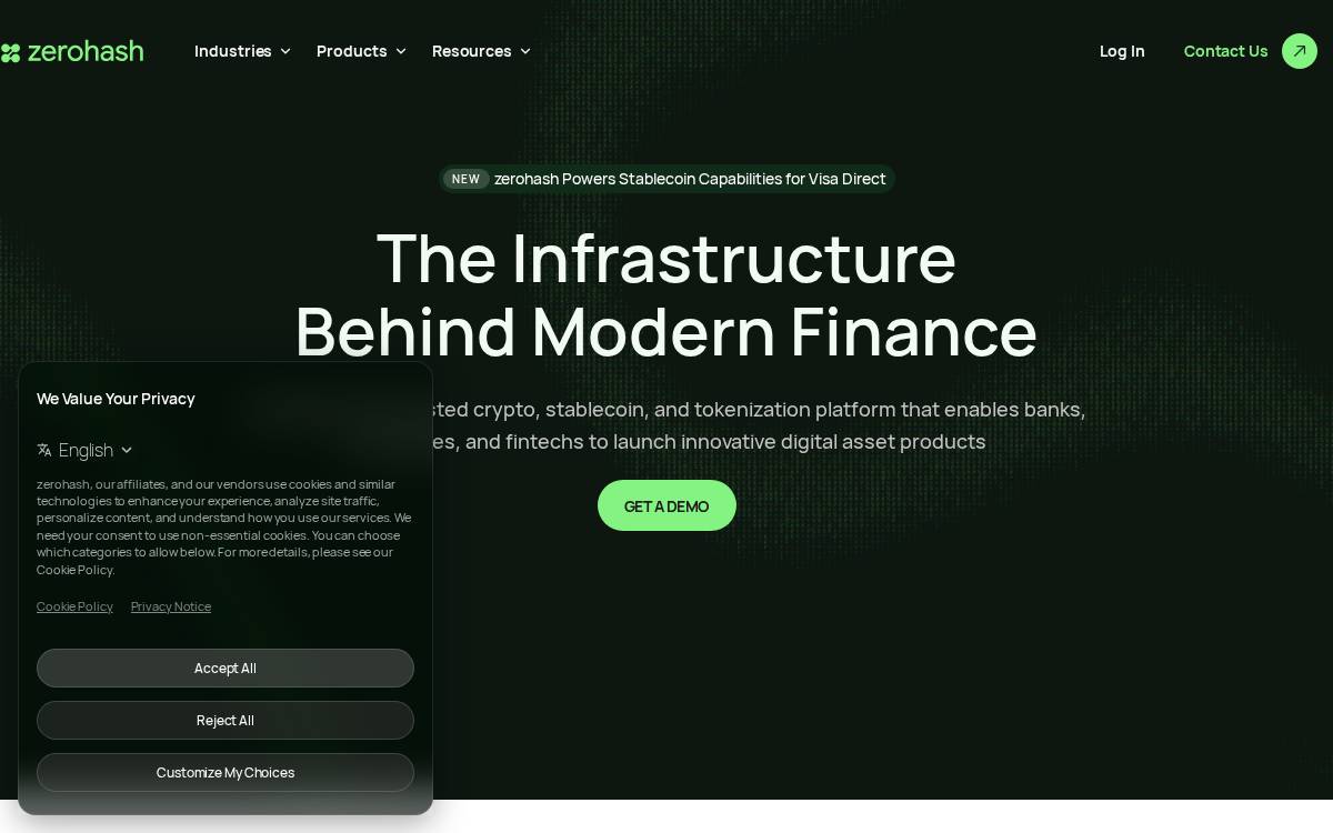 Zero Hash website preview