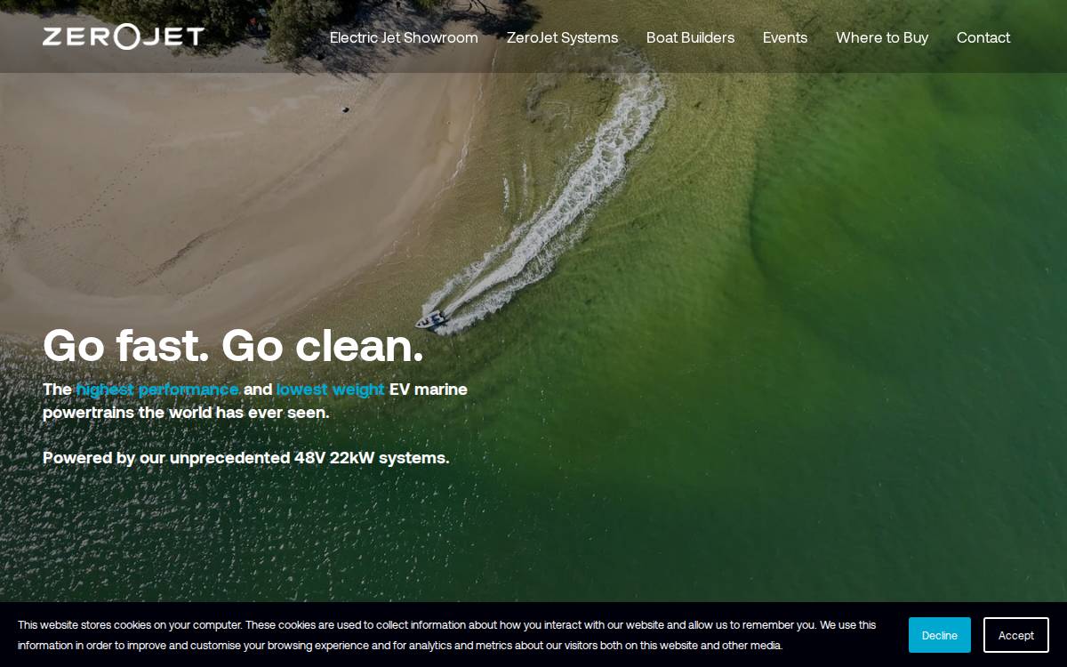 ZeroJet website preview