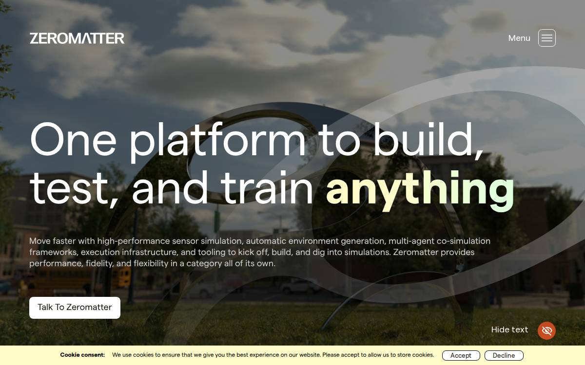 Zeromatter website preview