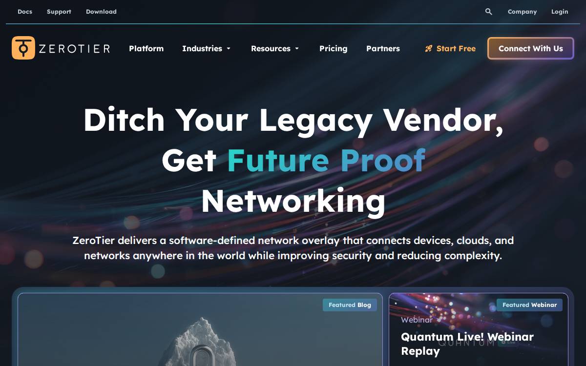 Zerotier website preview