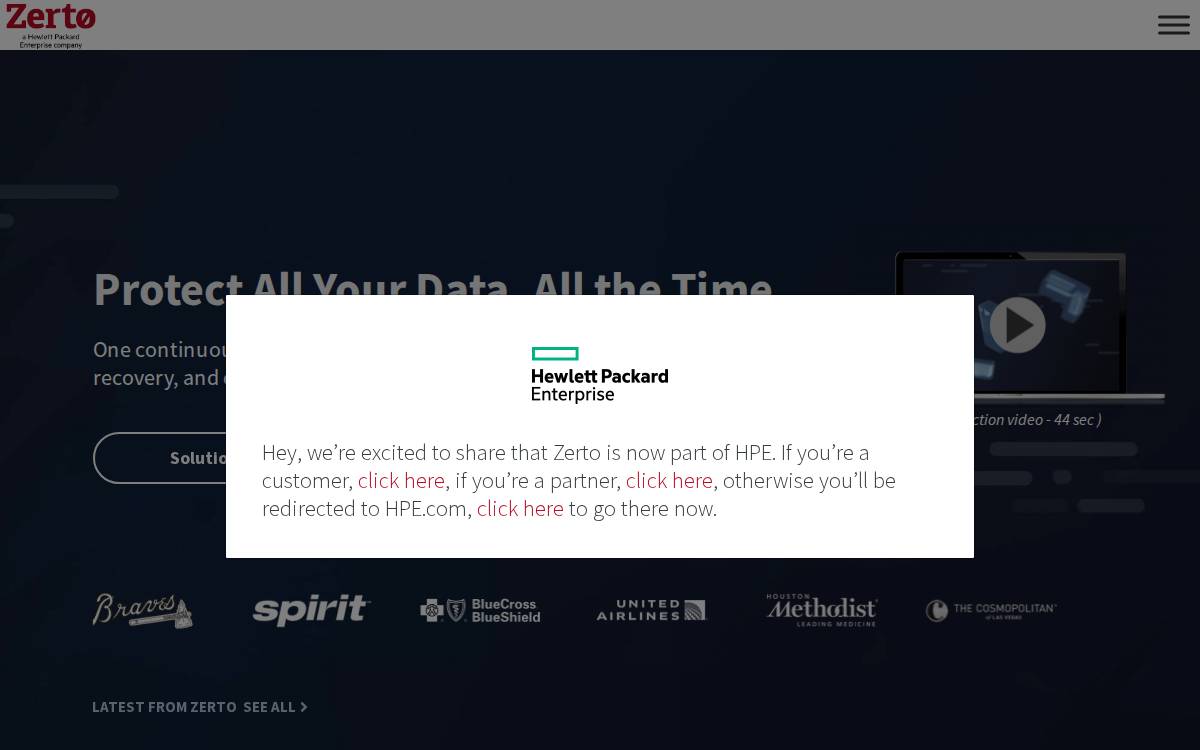 Zerto website preview