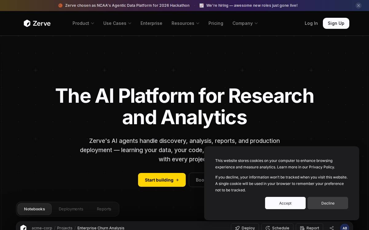 Zerve website preview