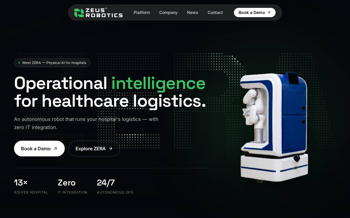 Zeus Robotics website preview