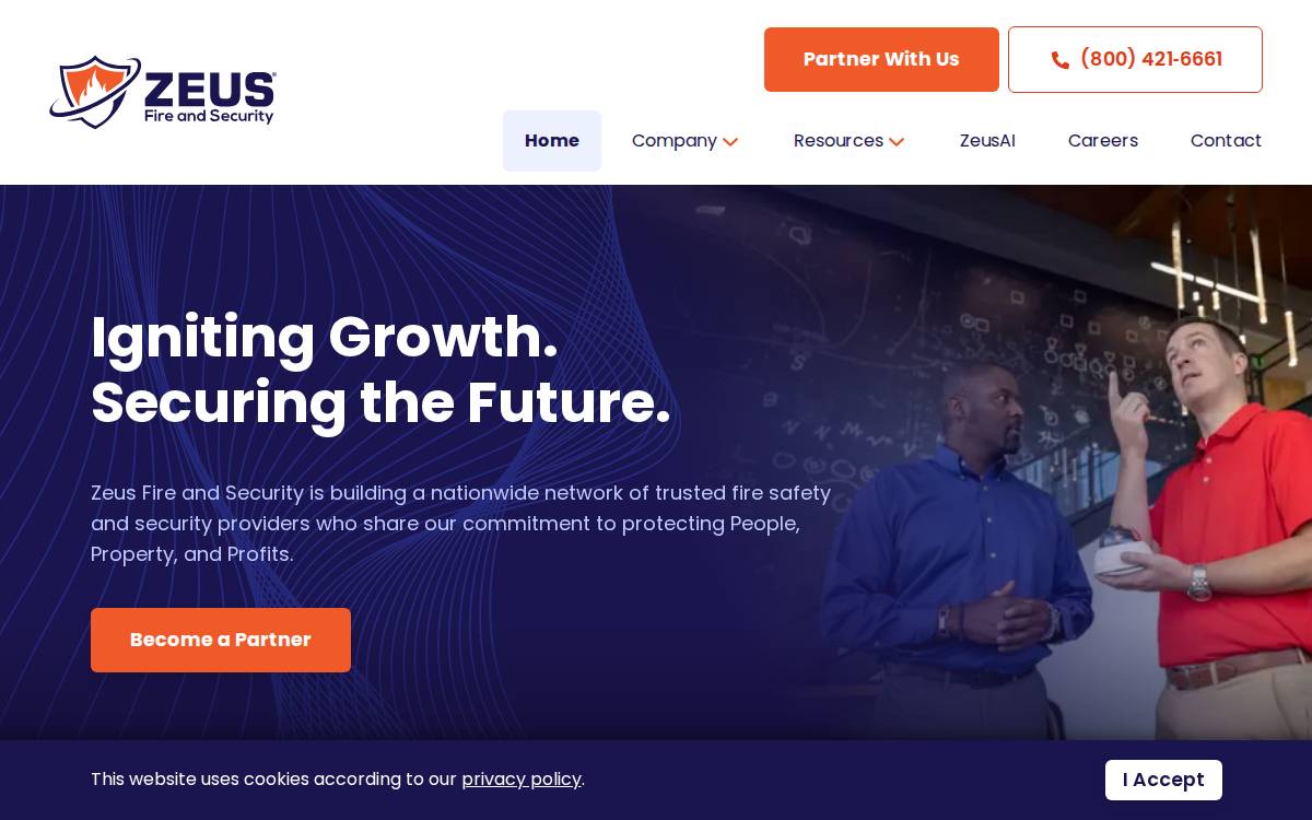 Zeus Fire and Security website preview