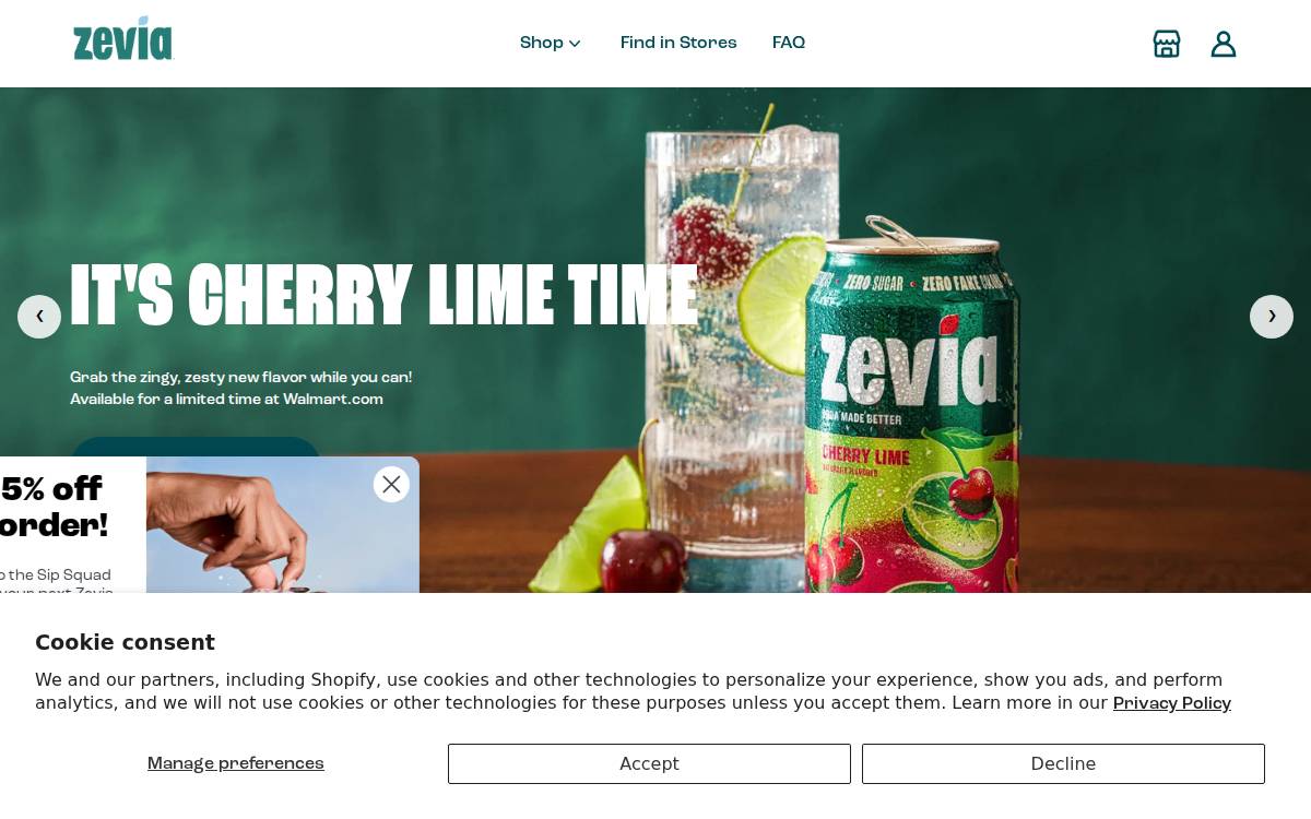 Zevia website preview