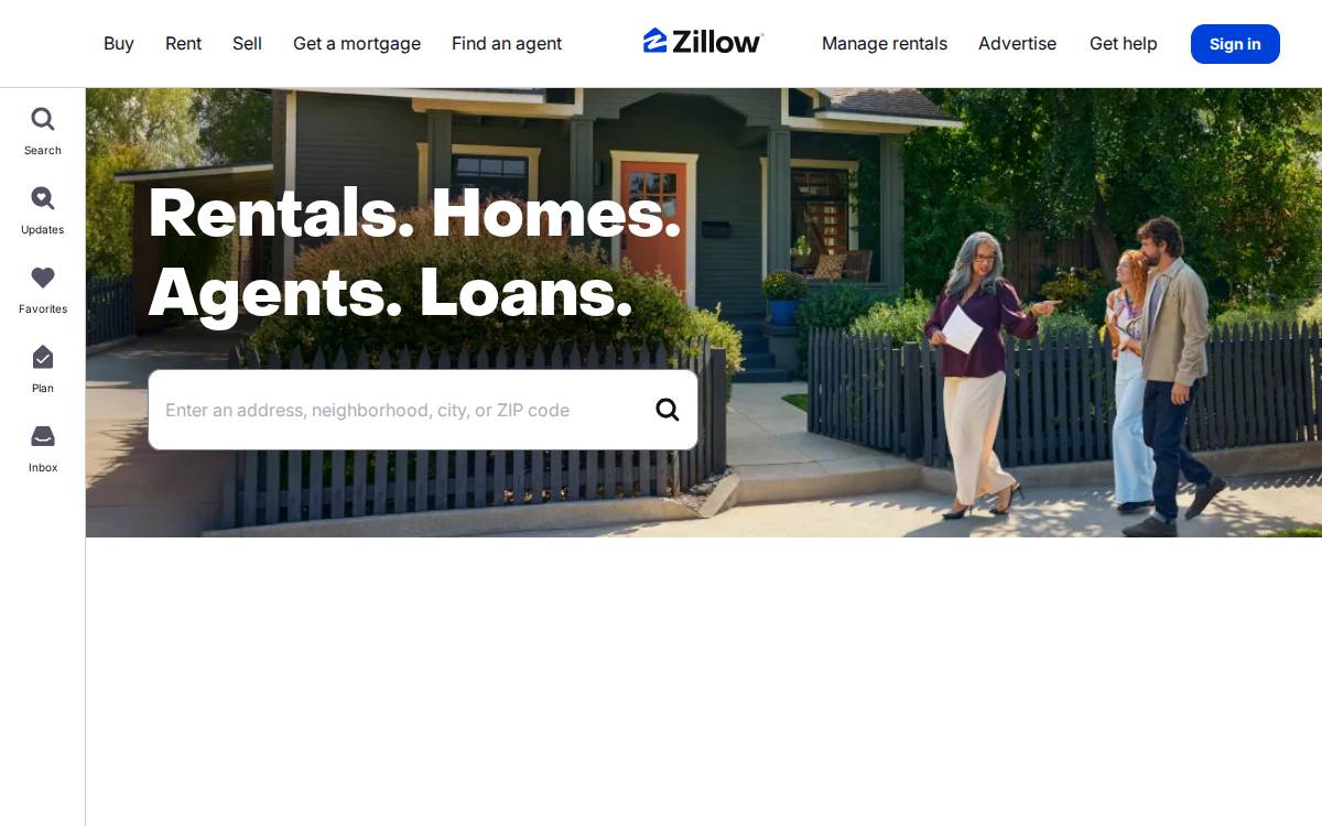 Zillow website preview