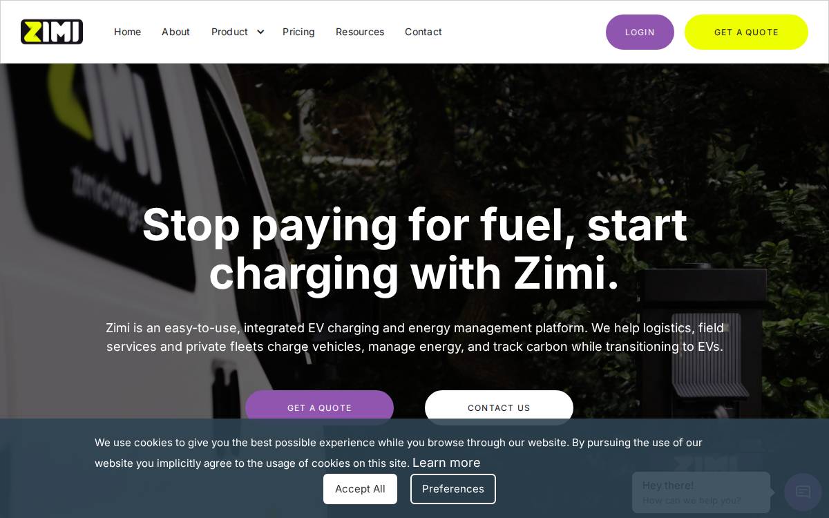 Zimifleet website preview