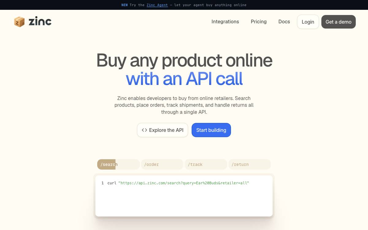 Zinc website preview